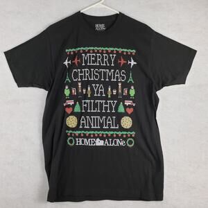 Home Alone Size L Merry Christmas Ya Filthy Animal‎ Graphic Tee Black Colorful